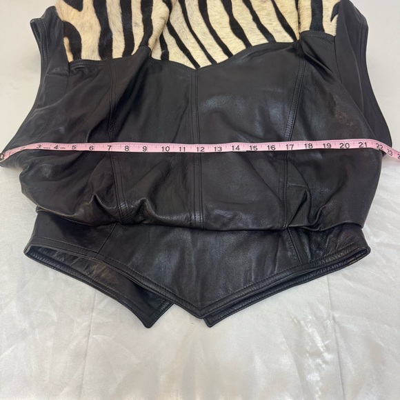 Vintage X Ethnix Leather Cow Hair Contrasting Zebra Leopard Print Oversized Vest - Picture 10 of 14
